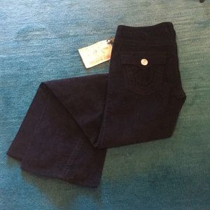 Black corduroy True Religion flare leg